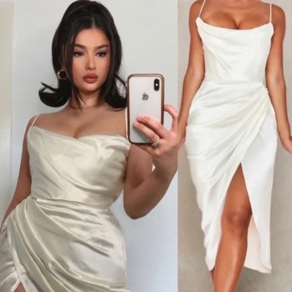 HOUSE OF CB 'Reva' Ivory Satin Balcony Corset Dress /Size XS - Picture 1 of 17